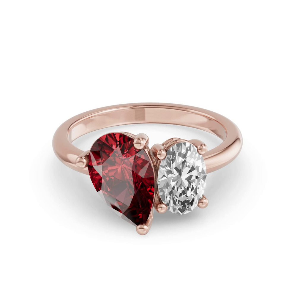 360 degree view of Toi Et Moi Oval Lab Diamond & Pear Ruby Ring (4.00 ct. tw.)