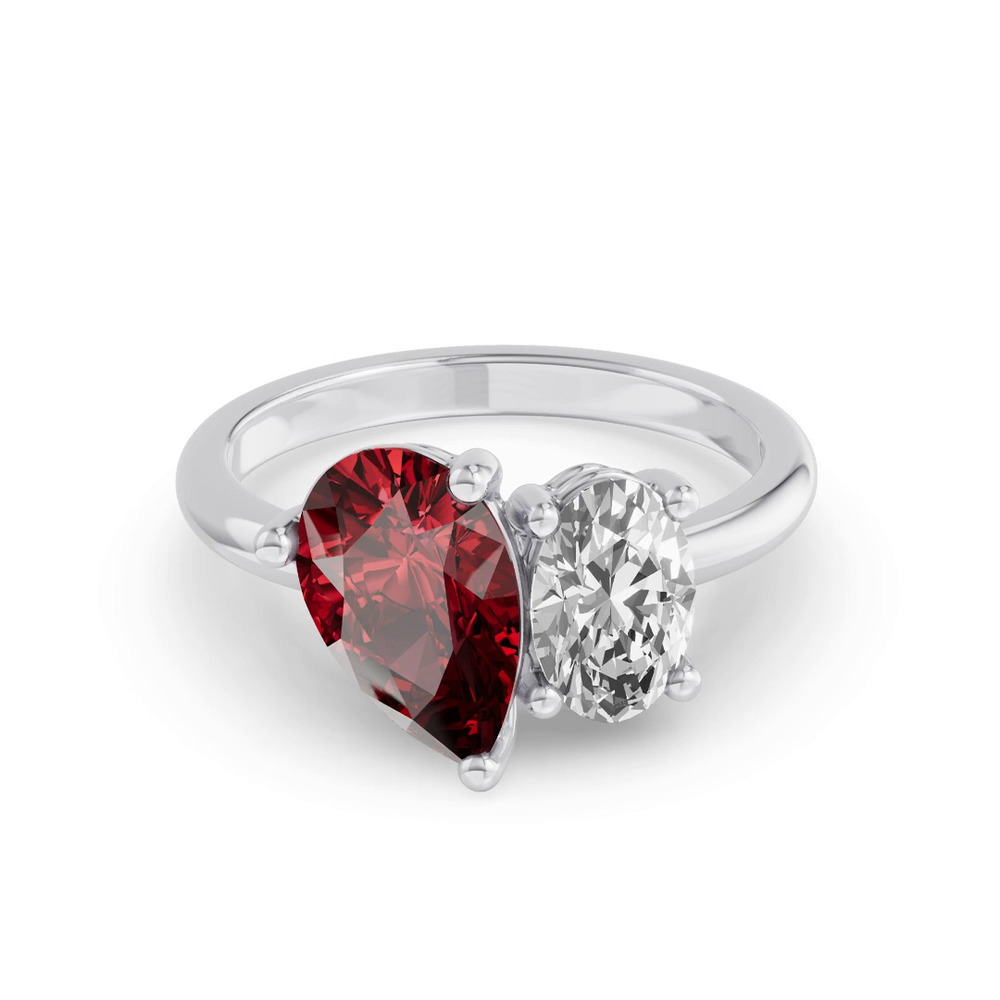 360 degree view of Toi Et Moi Oval Lab Diamond & Pear Ruby Ring (4.00 ct. tw.)
