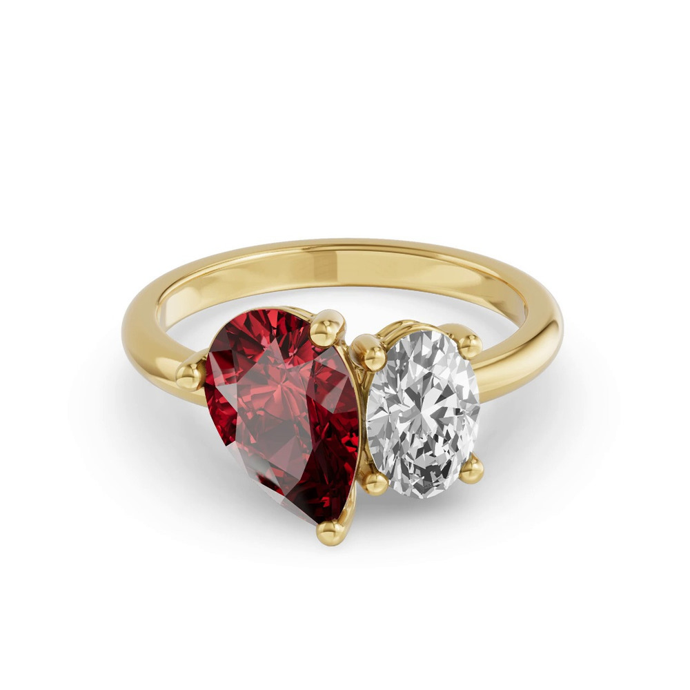 360 degree view of Toi Et Moi Oval Lab Diamond & Pear Ruby Ring (4.00 ct. tw.)