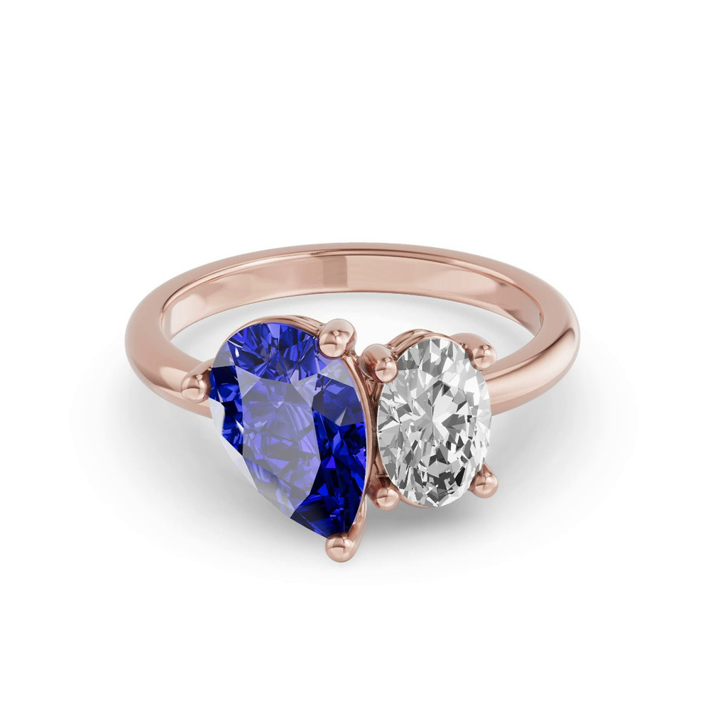 360 degree view of Toi Et Moi Oval Lab Diamond & Pear Sapphire Ring (5.00 ct. tw.)