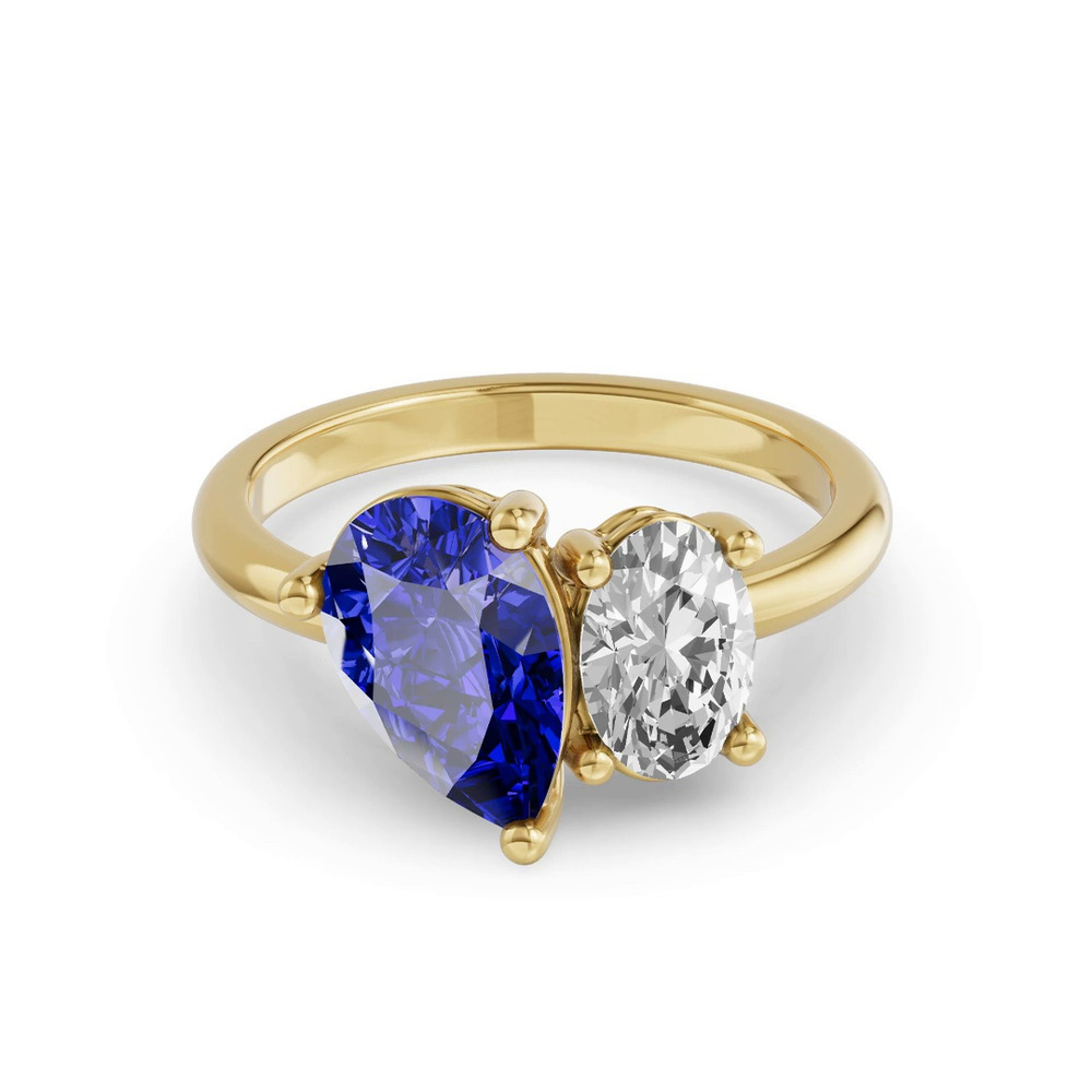 360 degree view of Toi Et Moi Oval Lab Diamond & Pear Sapphire Ring (5.00 ct. tw.)