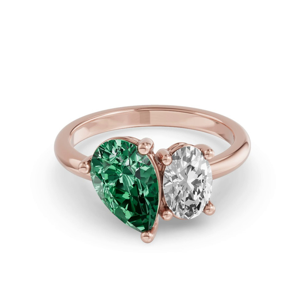 360 degree view of Toi Et Moi Oval Lab Diamond & Pear Emerald Ring (5.00 ct. tw.)