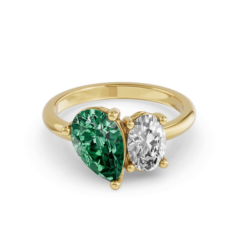360 degree view of Toi Et Moi Oval Lab Diamond & Pear Emerald Ring (5.00 ct. tw.)