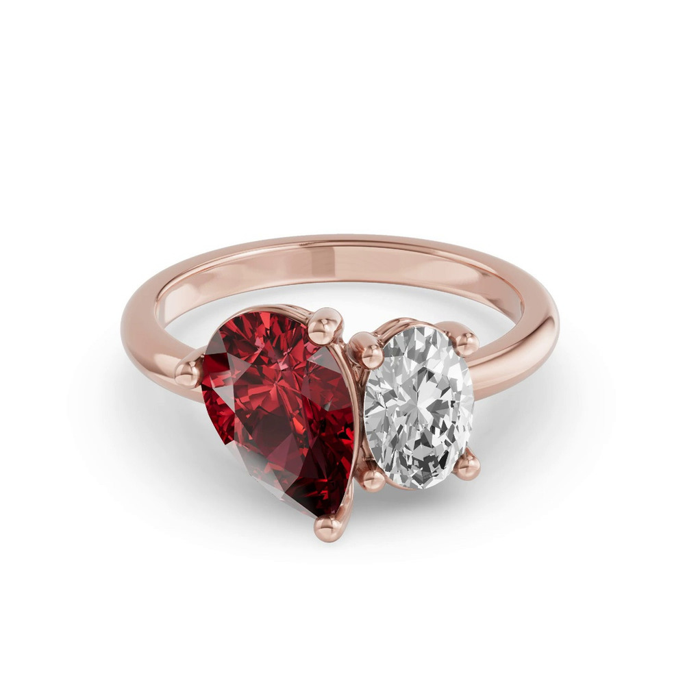 360 degree view of Toi Et Moi Oval Lab Diamond & Pear Ruby Ring (5.00 ct. tw.)