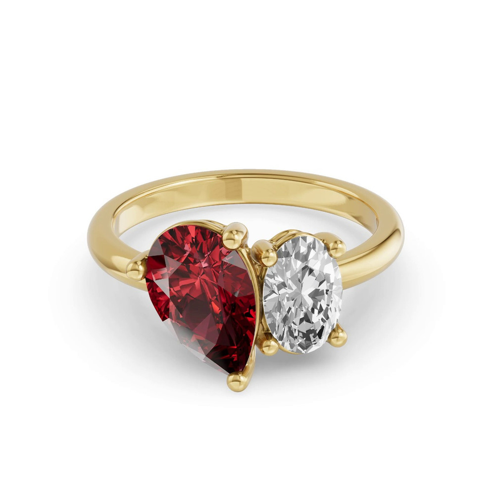 360 degree view of Toi Et Moi Oval Lab Diamond & Pear Ruby Ring (5.00 ct. tw.)
