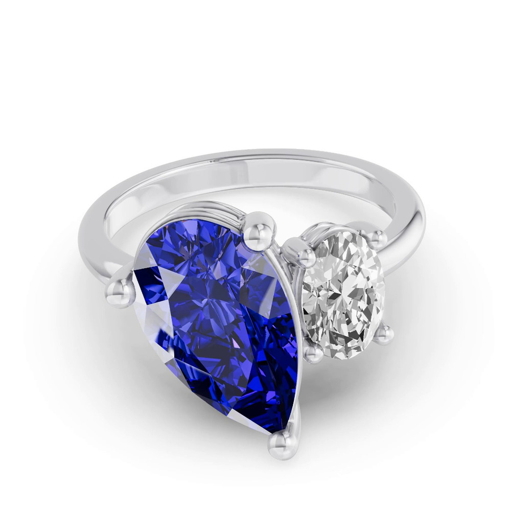 360 degree view of Toi Et Moi Oval Lab Diamond & Pear Sapphire Ring (6.00 ct. tw.)
