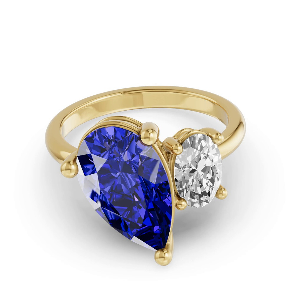 360 degree view of Toi Et Moi Oval Lab Diamond & Pear Sapphire Ring (6.00 ct. tw.)