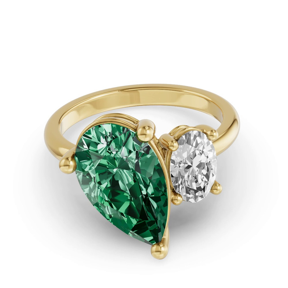360 degree view of Toi Et Moi Oval Lab Diamond & Pear Emerald Ring (6.00 ct. tw.)