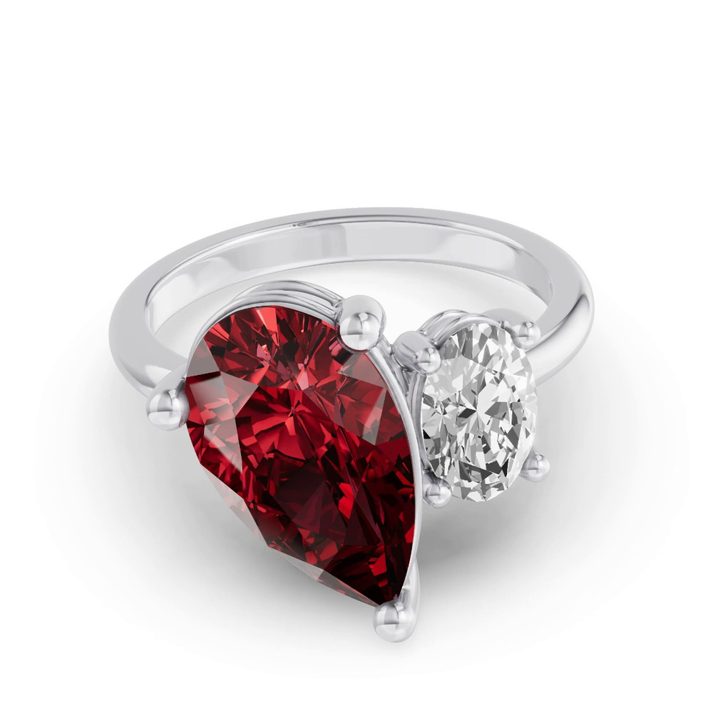 360 degree view of Toi Et Moi Oval Lab Diamond & Pear Ruby Ring (6.00 ct. tw.)