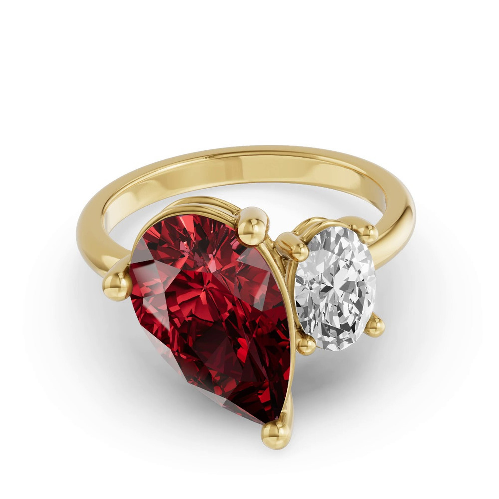 360 degree view of Toi Et Moi Oval Lab Diamond & Pear Ruby Ring (6.00 ct. tw.)