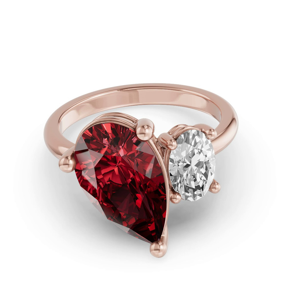 360 degree view of Toi Et Moi Oval Lab Diamond & Pear Ruby Ring (6.00 ct. tw.)
