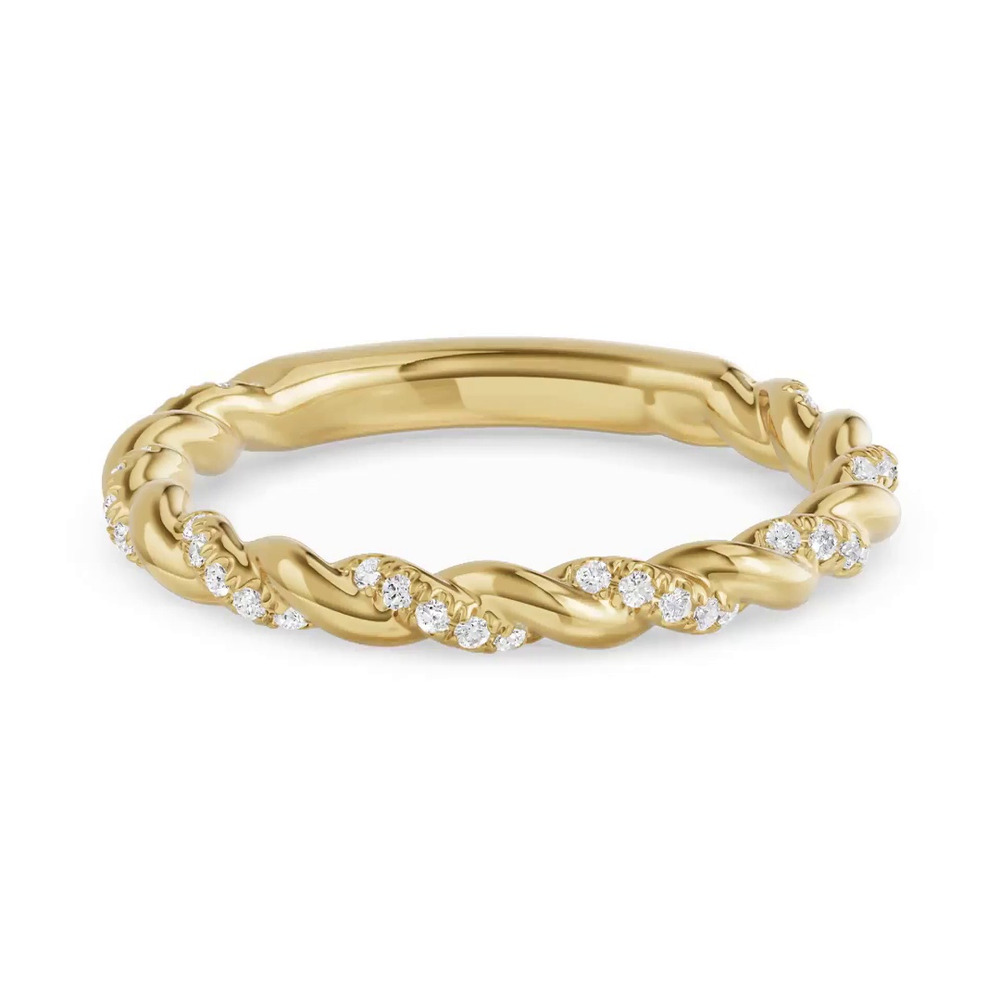 360 degree view of Torza Twisted Pavé Band