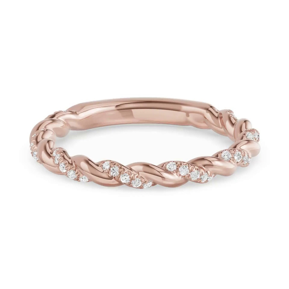 360 degree view of Torza Twisted Pavé Band