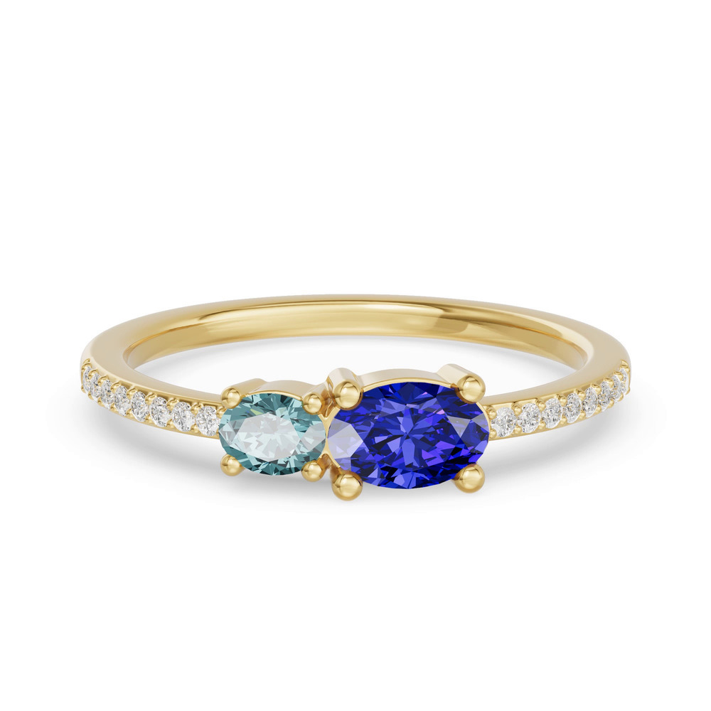 360 degree view of Toi Et Moi Deux Bleu Pavé Ring