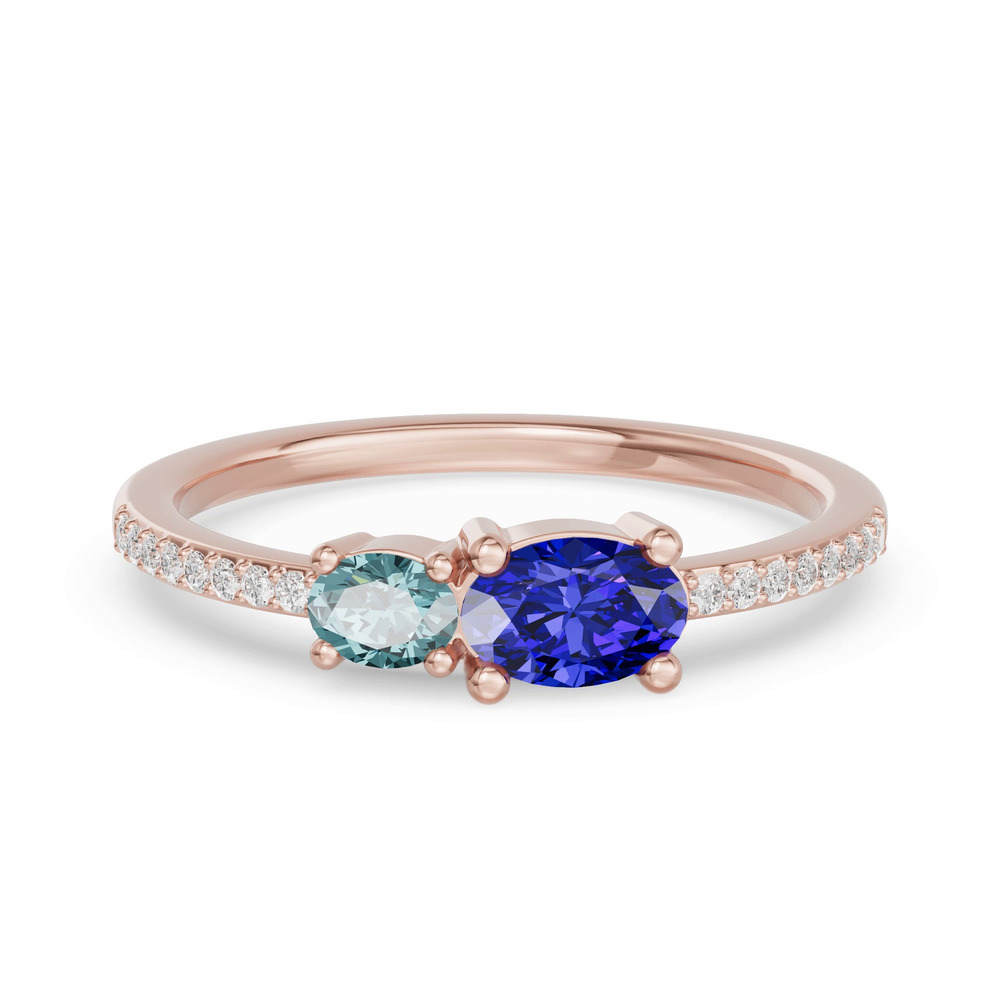 360 degree view of Toi Et Moi Deux Bleu Pavé Ring
