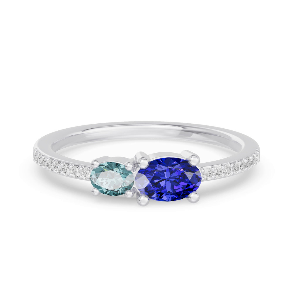 360 degree view of Toi Et Moi Deux Bleu Pavé Ring