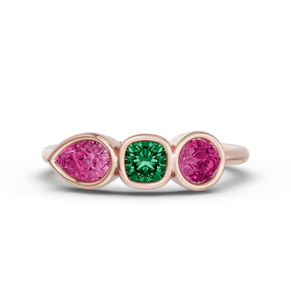 360 degree view of Rosavira Bezel Three-Stone Ring
