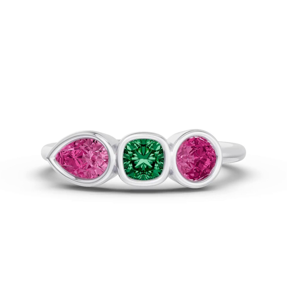 360 degree view of Rosavira Bezel Three-Stone Ring