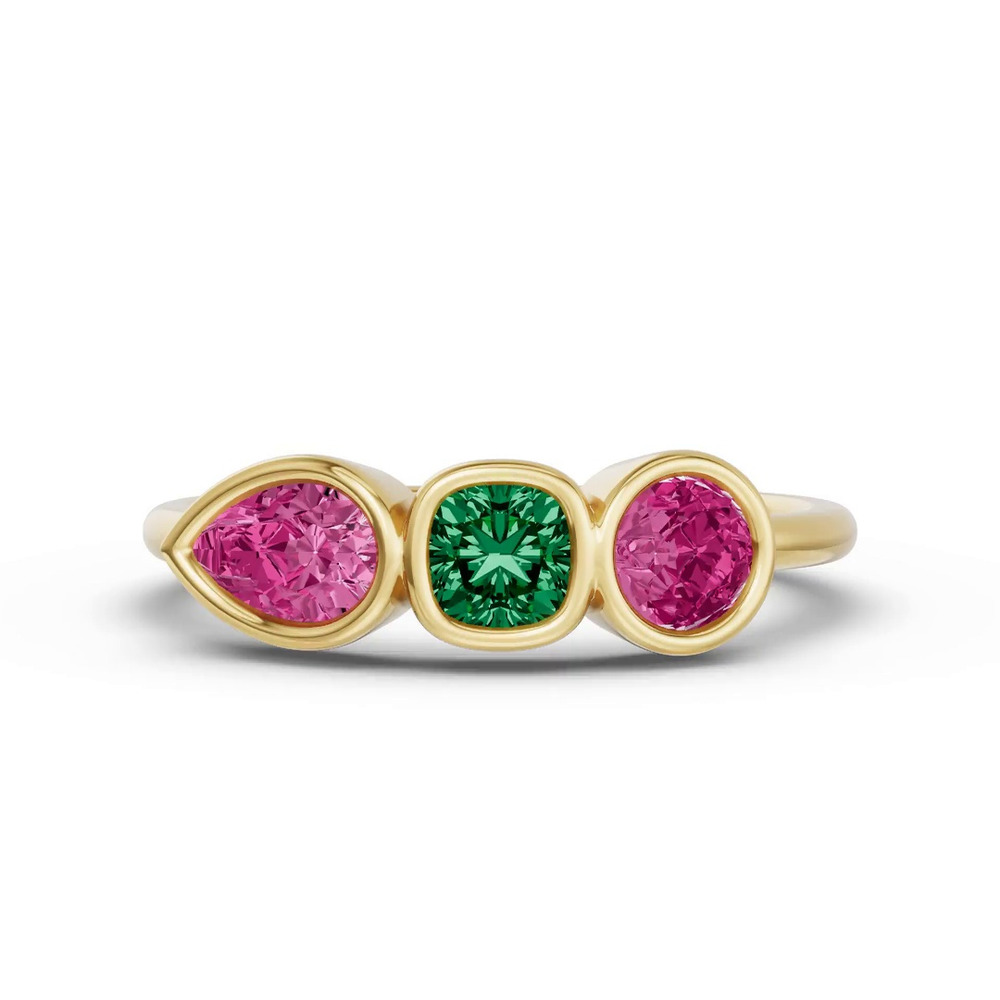360 degree view of Rosavira Bezel Three-Stone Ring