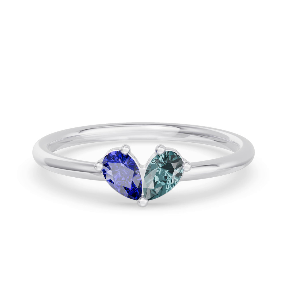 360 degree view of Toi Et Moi Deux Bleu Pear Ring