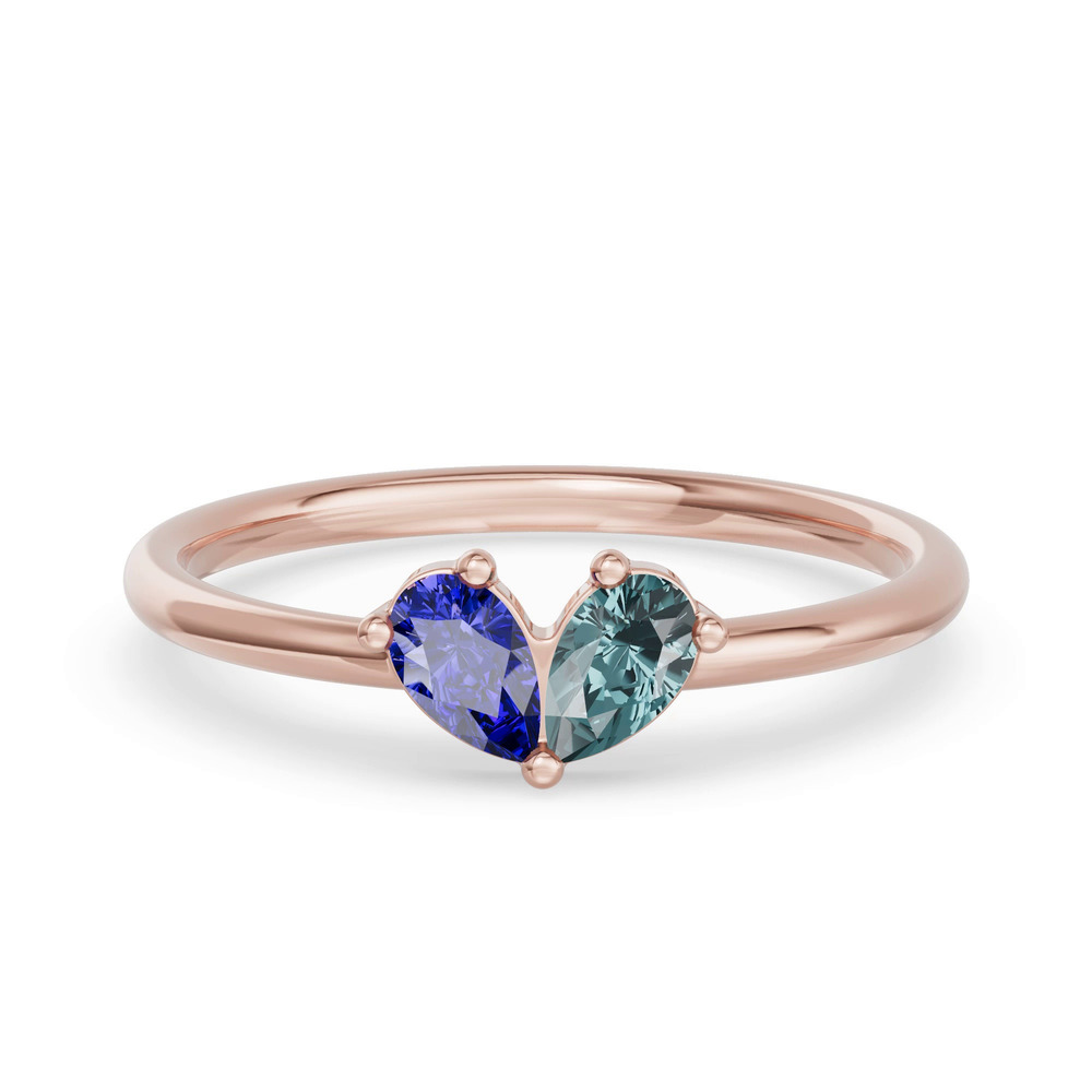360 degree view of Toi Et Moi Deux Bleu Pear Ring