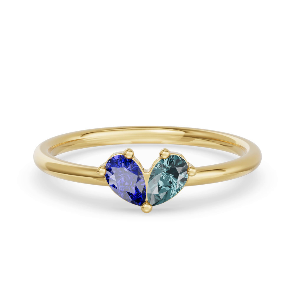 360 degree view of Toi Et Moi Deux Bleu Pear Ring