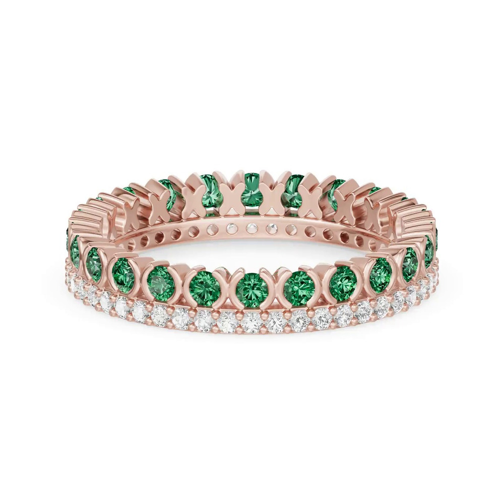 360 degree view of Emerald & Lab Diamond XO Eternity Ring