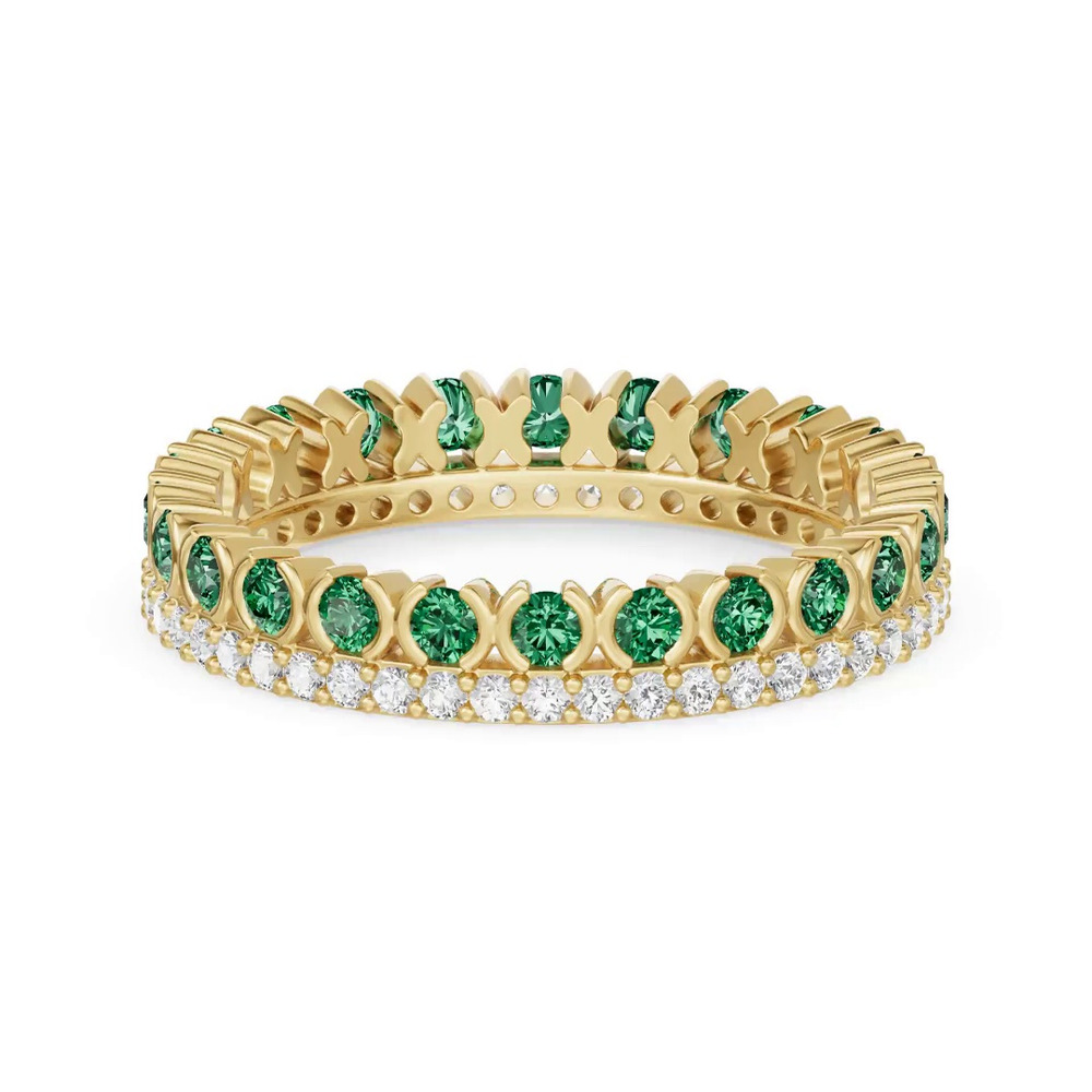 360 degree view of Emerald & Lab Diamond XO Eternity Ring