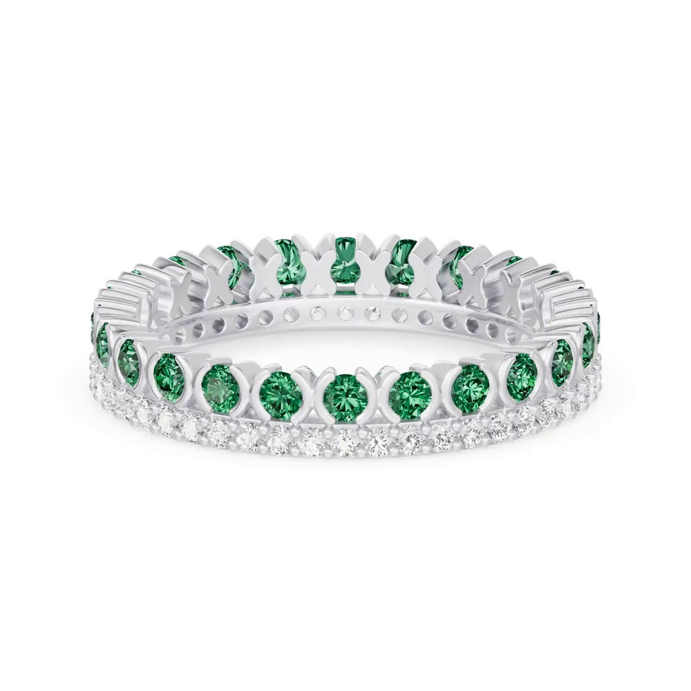 360 degree view of Emerald & Lab Diamond XO Eternity Ring