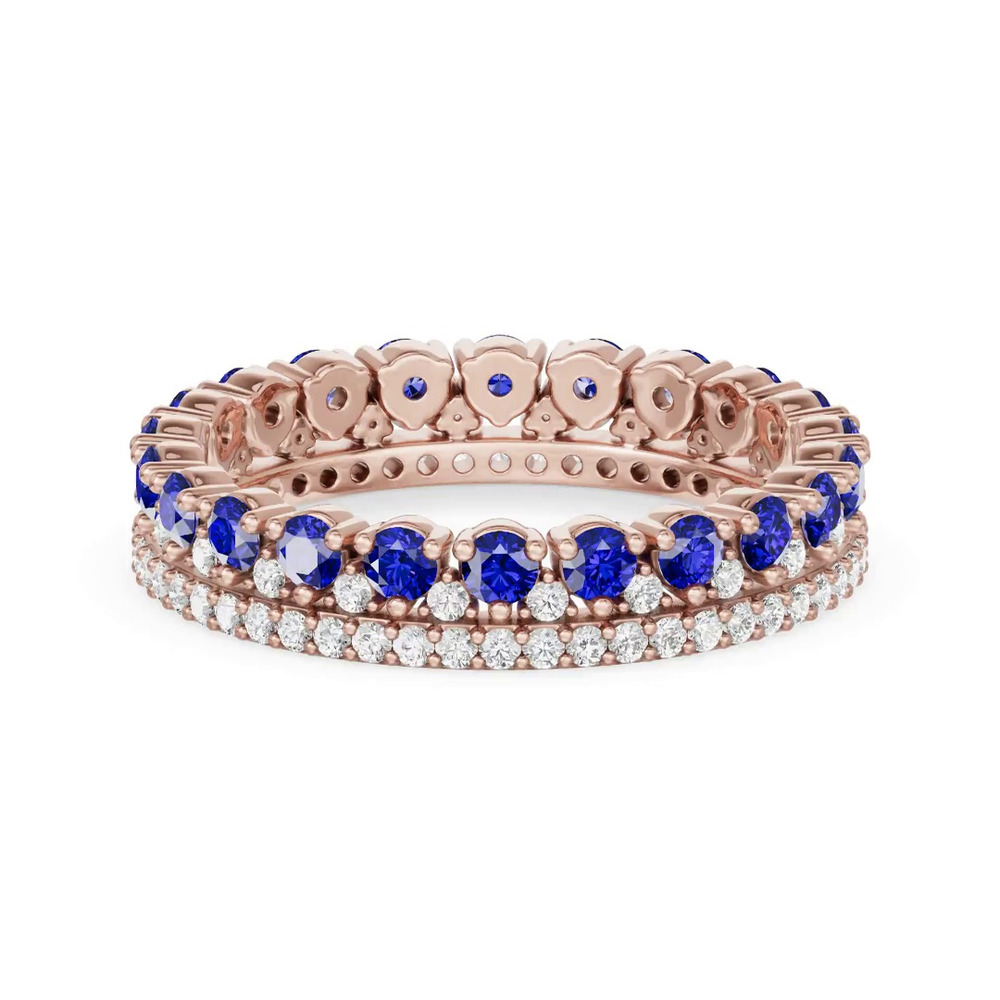 360 degree view of Sapphire & Diamond Double Row Eternity Ring