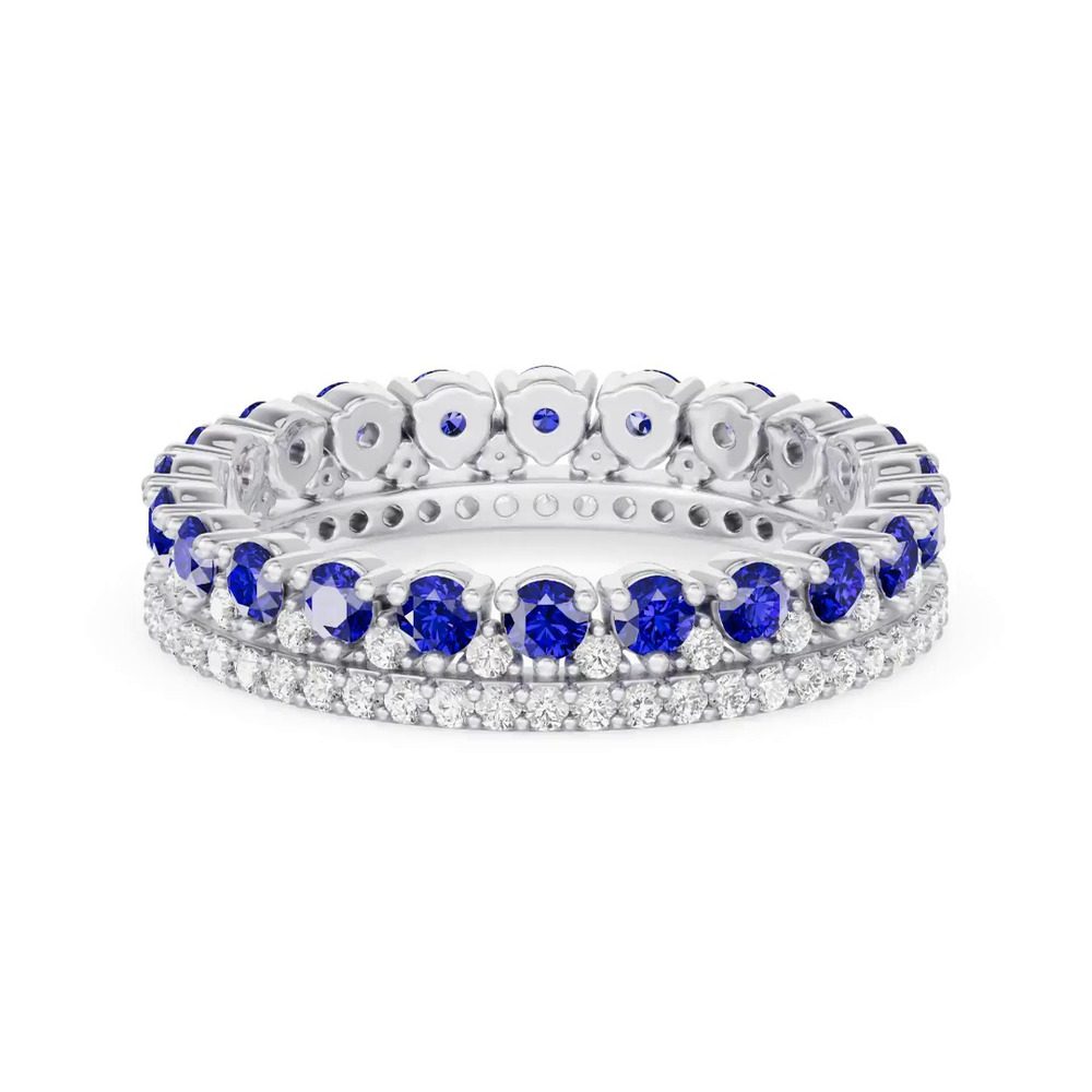 360 degree view of Sapphire & Lab Diamond Double Row Eternity Ring