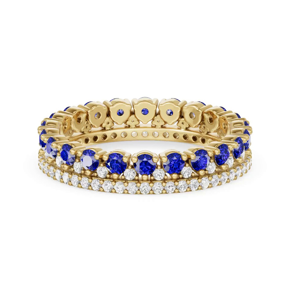 360 degree view of Sapphire & Diamond Double Row Eternity Ring