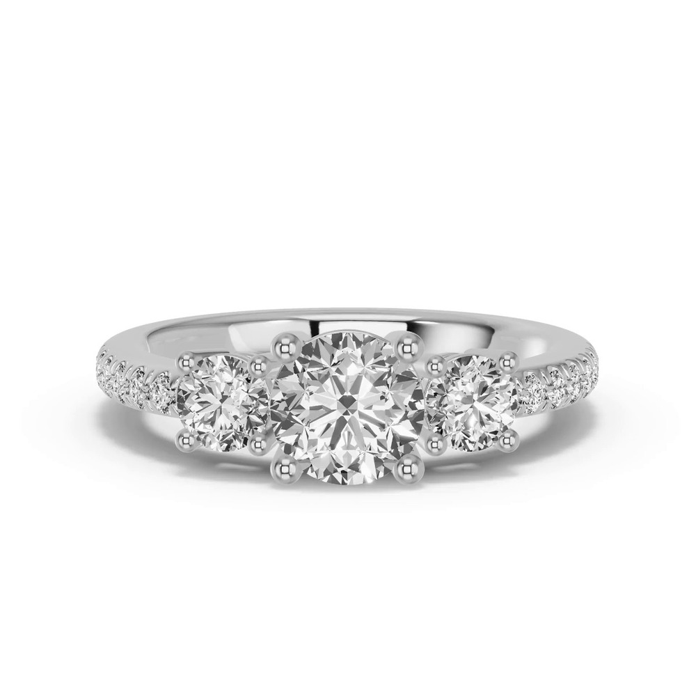 360 degree view of Classic Three-Stone Pavé Lab Engagement Ring (0.67 ct. tw.)