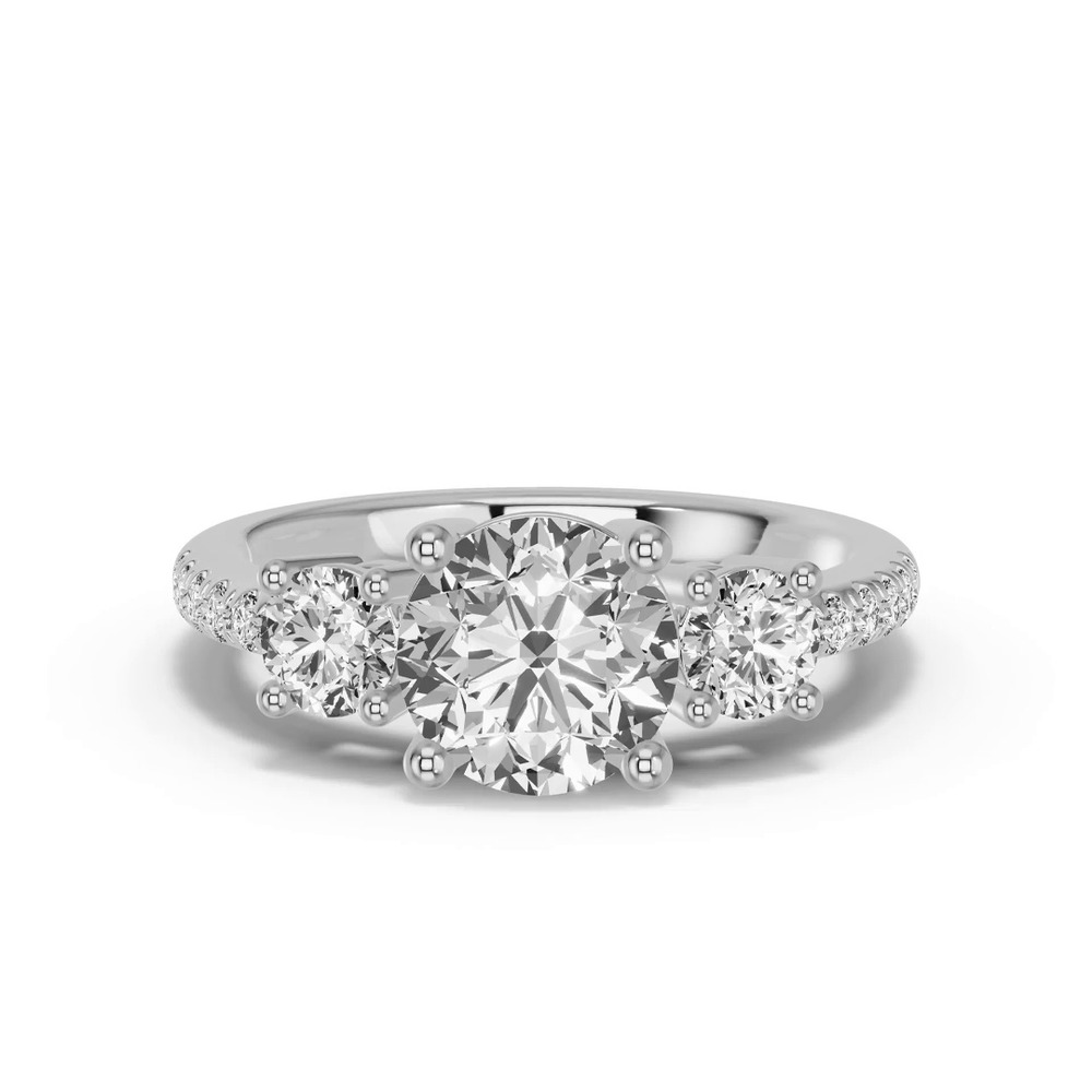 360 degree view of Classic Three-Stone Pavé Lab Engagement Ring (1.14 ct. tw.)