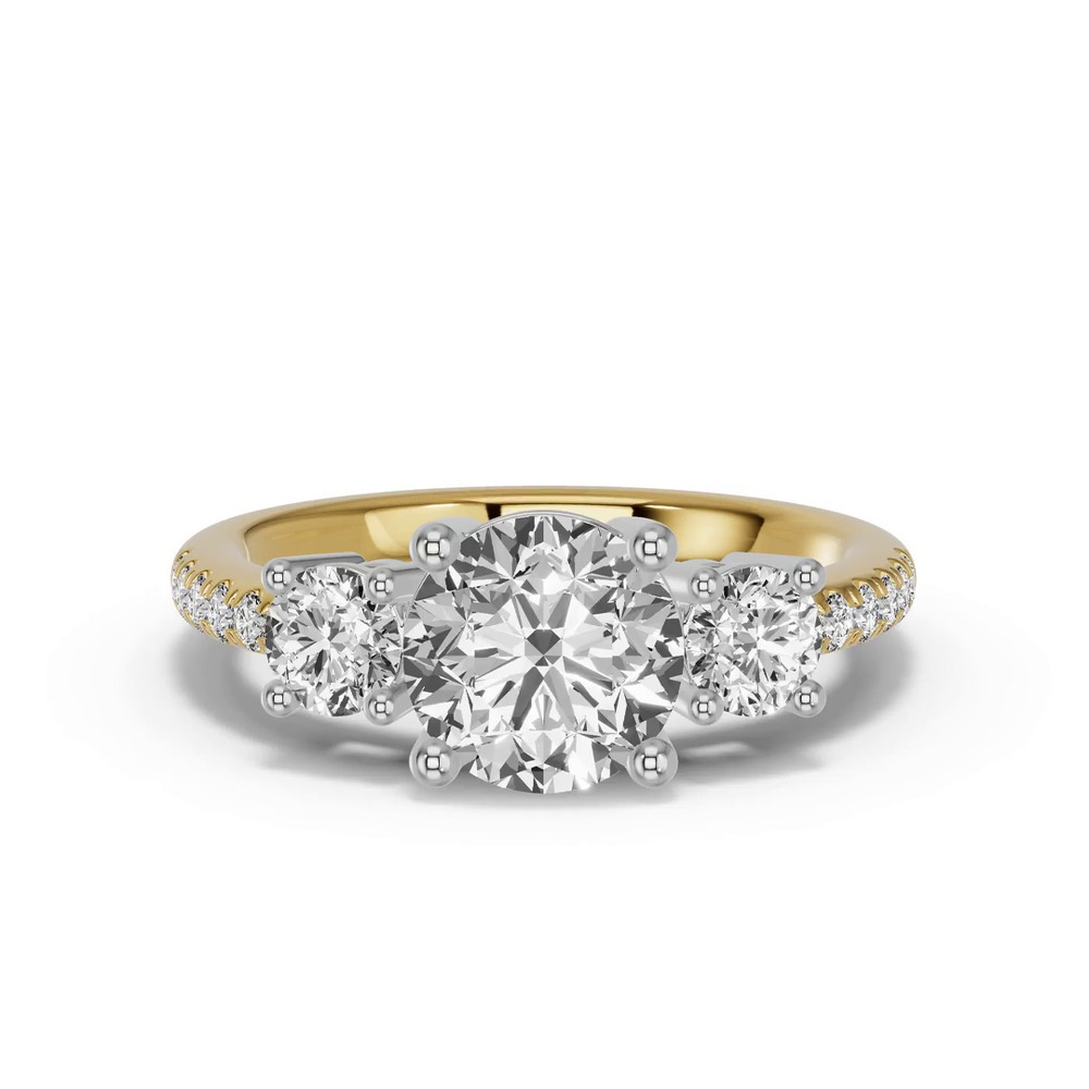 360 degree view of Classic Three-Stone Pavé Lab Engagement Ring (1.14 ct. tw.)