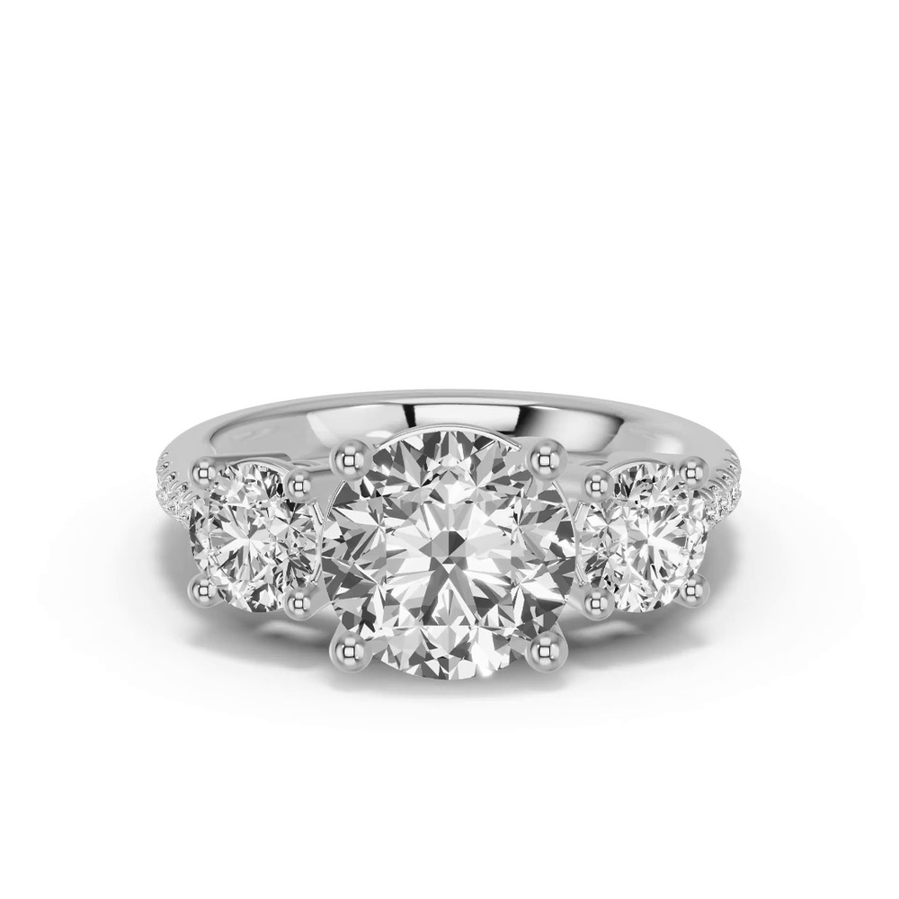 360 degree view of Classic Three-Stone Pavé Lab Engagement Ring (1.64 ct. tw.)