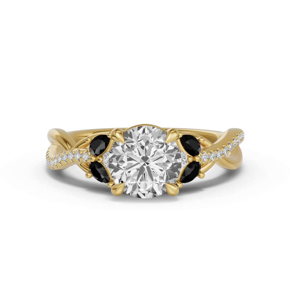 360 degree view of Papillon Twist Pavé Black Diamond Engagement Ring