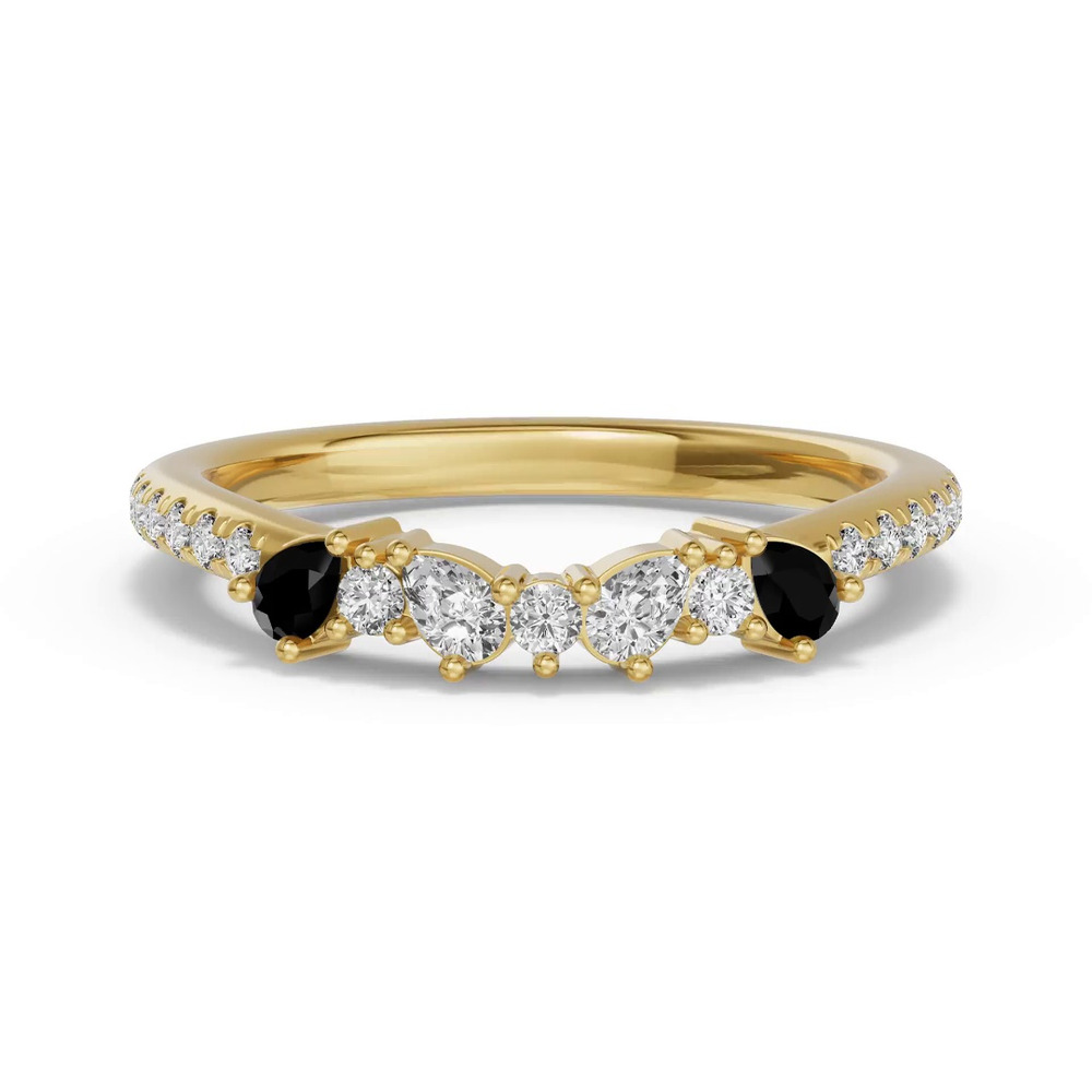 360 degree view of Papillon Pavé Black Diamond Band