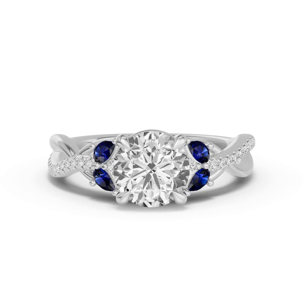 360 degree view of Papillon Twist Pavé Sapphire Engagement Ring