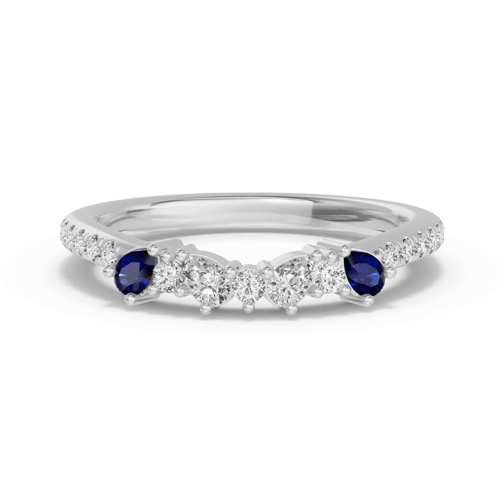 360 degree view of Papillon Pavé Sapphire Band