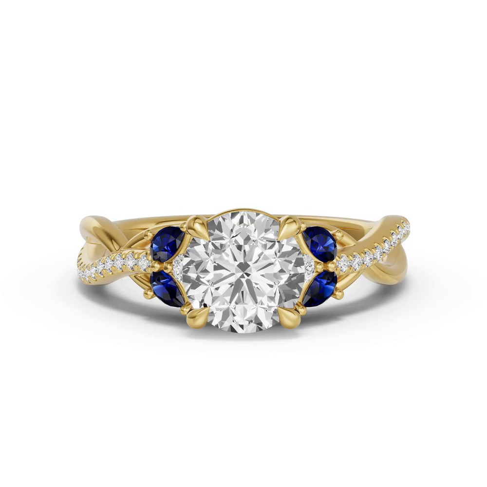 360 degree view of Papillon Twist Pavé Sapphire Engagement Ring