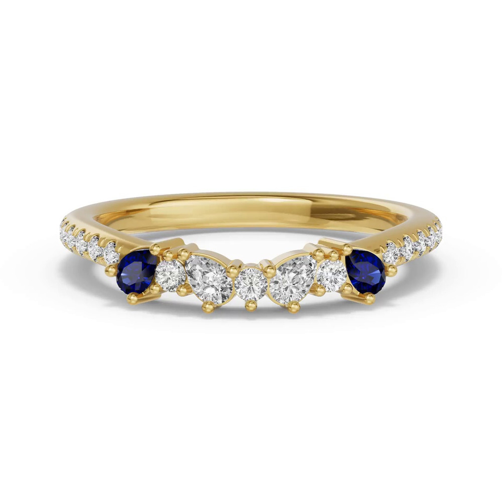 360 degree view of Papillon Pavé Sapphire Band