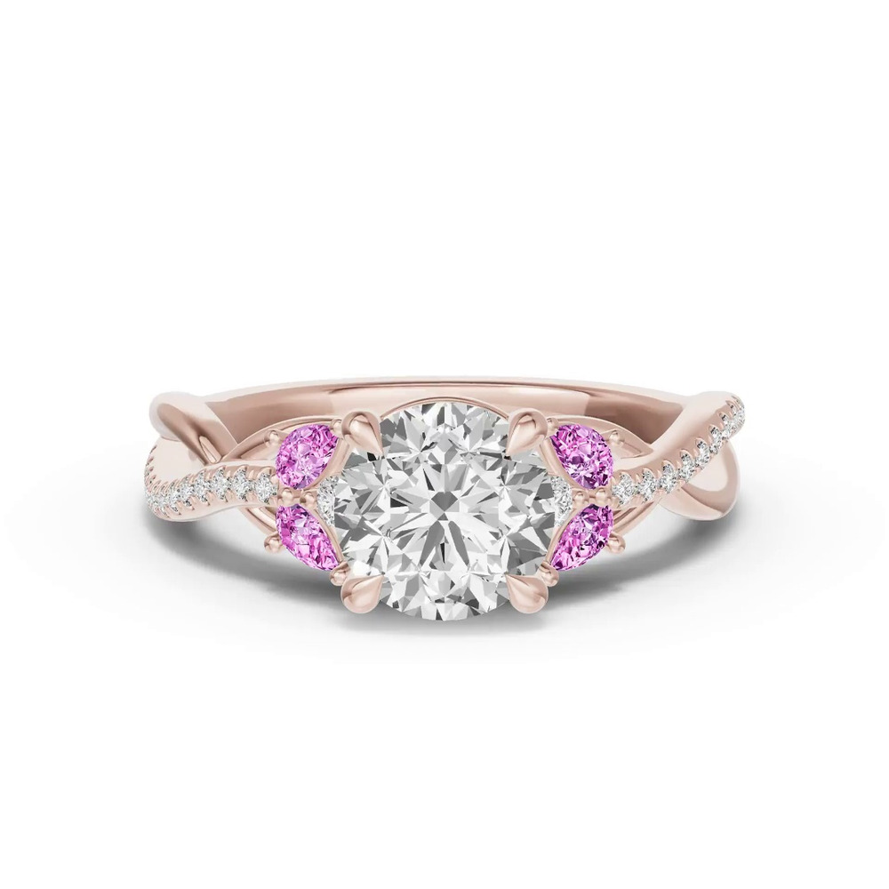 360 degree view of Papillon Twist Pavé Pink Sapphire Engagement Ring