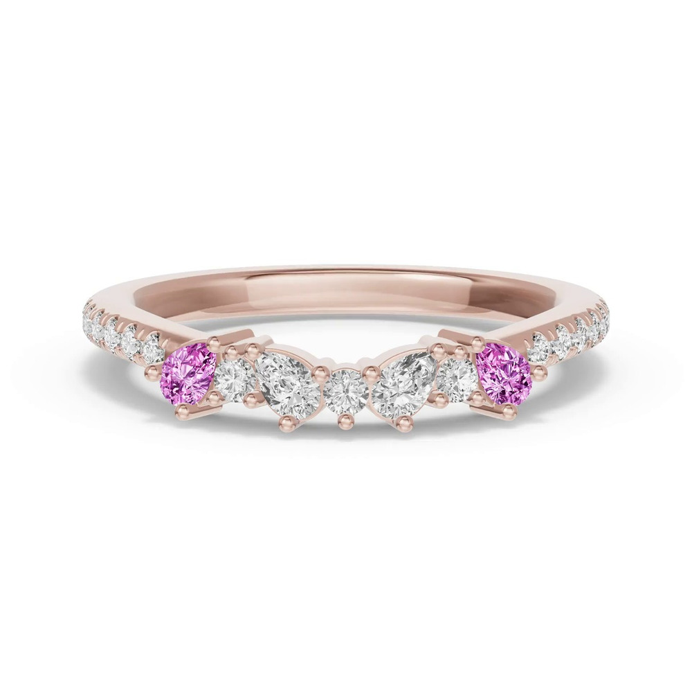 360 degree view of Papillon Pavé Pink Sapphire Band