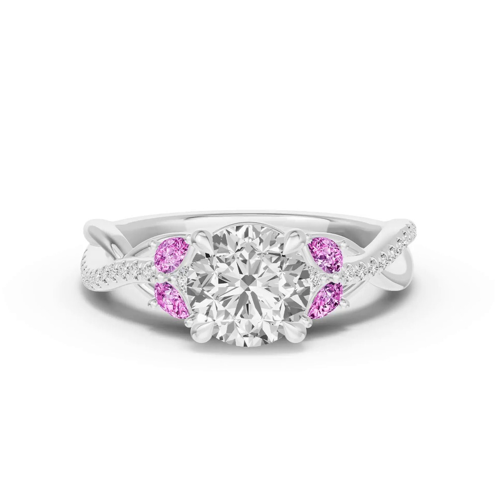 360 degree view of Papillon Twist Pavé Pink Sapphire Engagement Ring