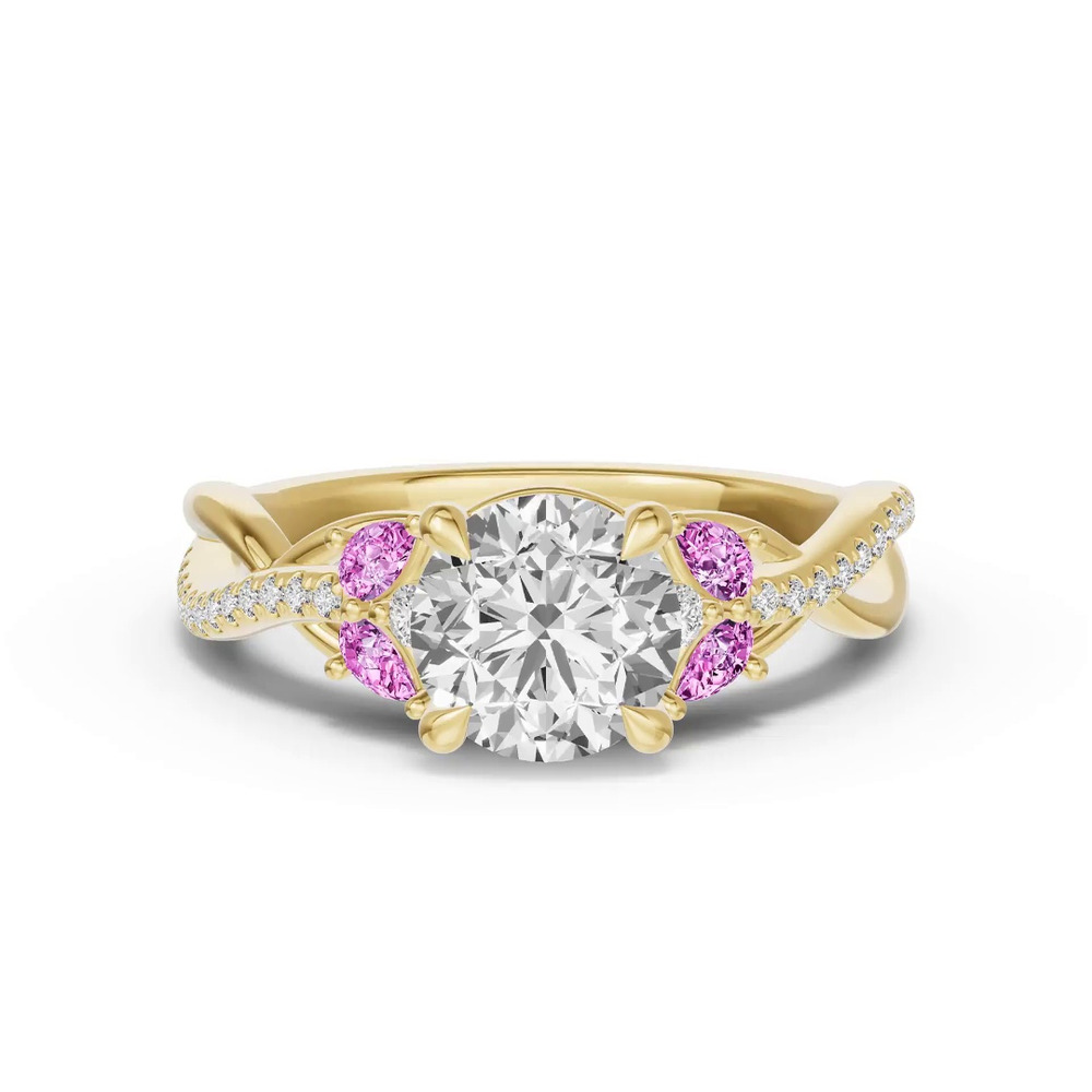 360 degree view of Papillon Twist Pavé Pink Sapphire Engagement Ring