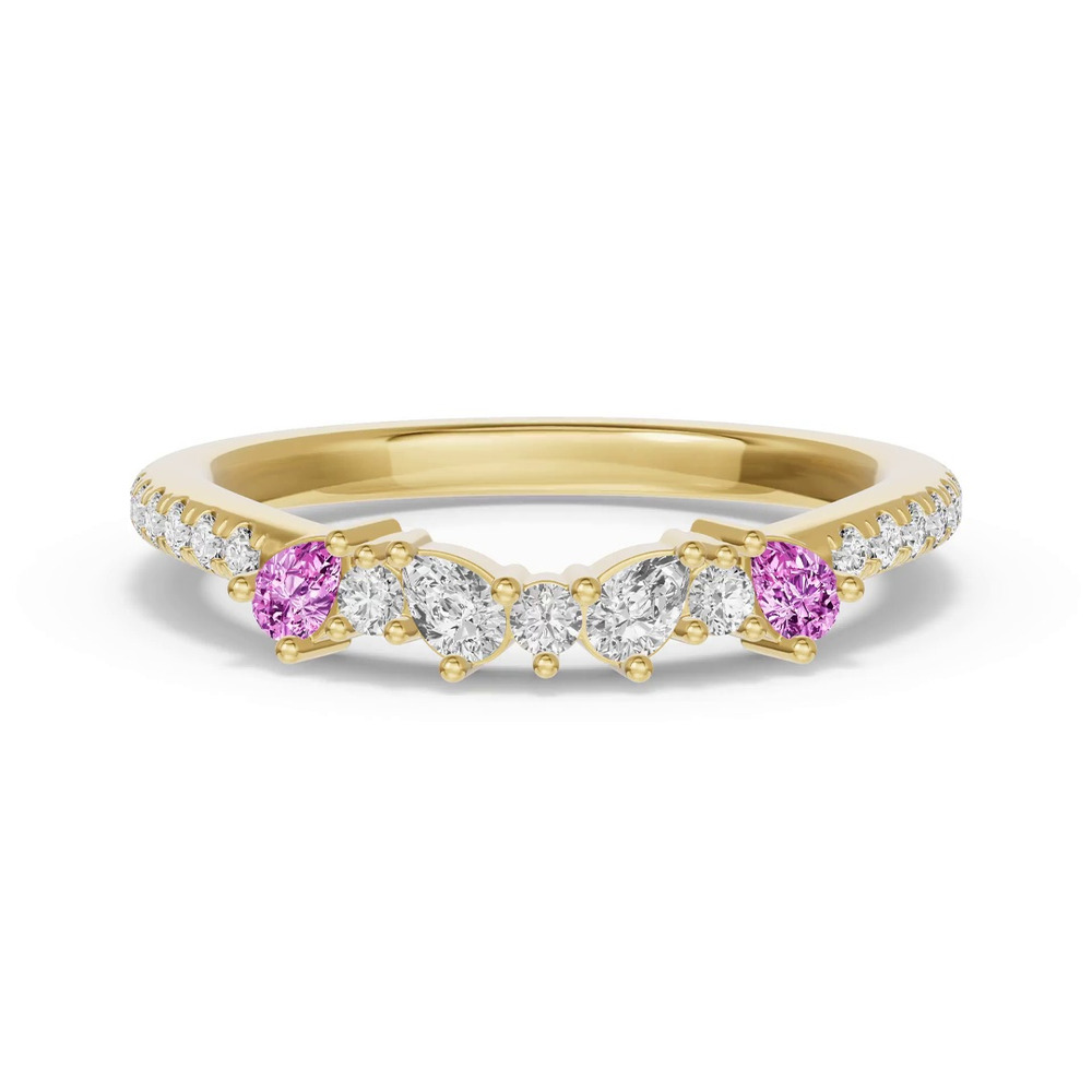 360 degree view of Papillon Pavé Pink Sapphire Band