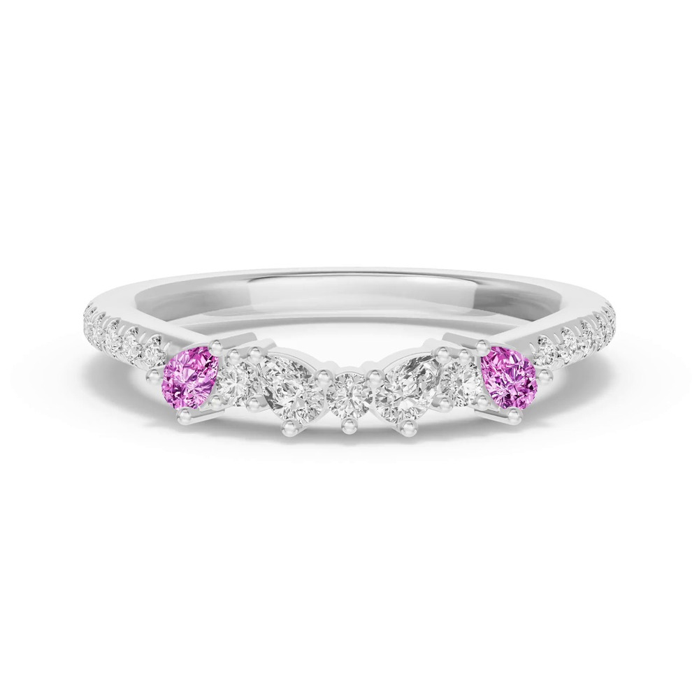 360 degree view of Papillon Pavé Pink Sapphire Band