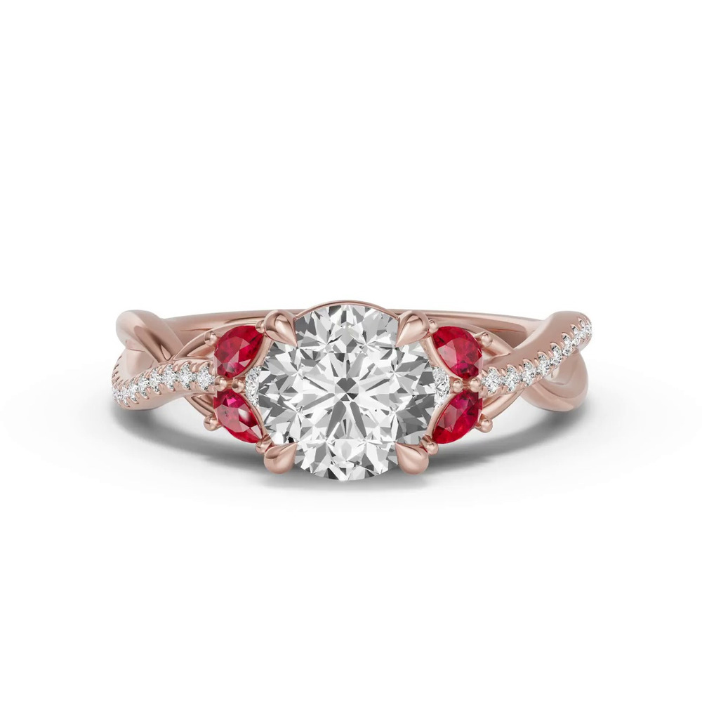 360 degree view of Papillon Twist Pavé Ruby Engagement Ring