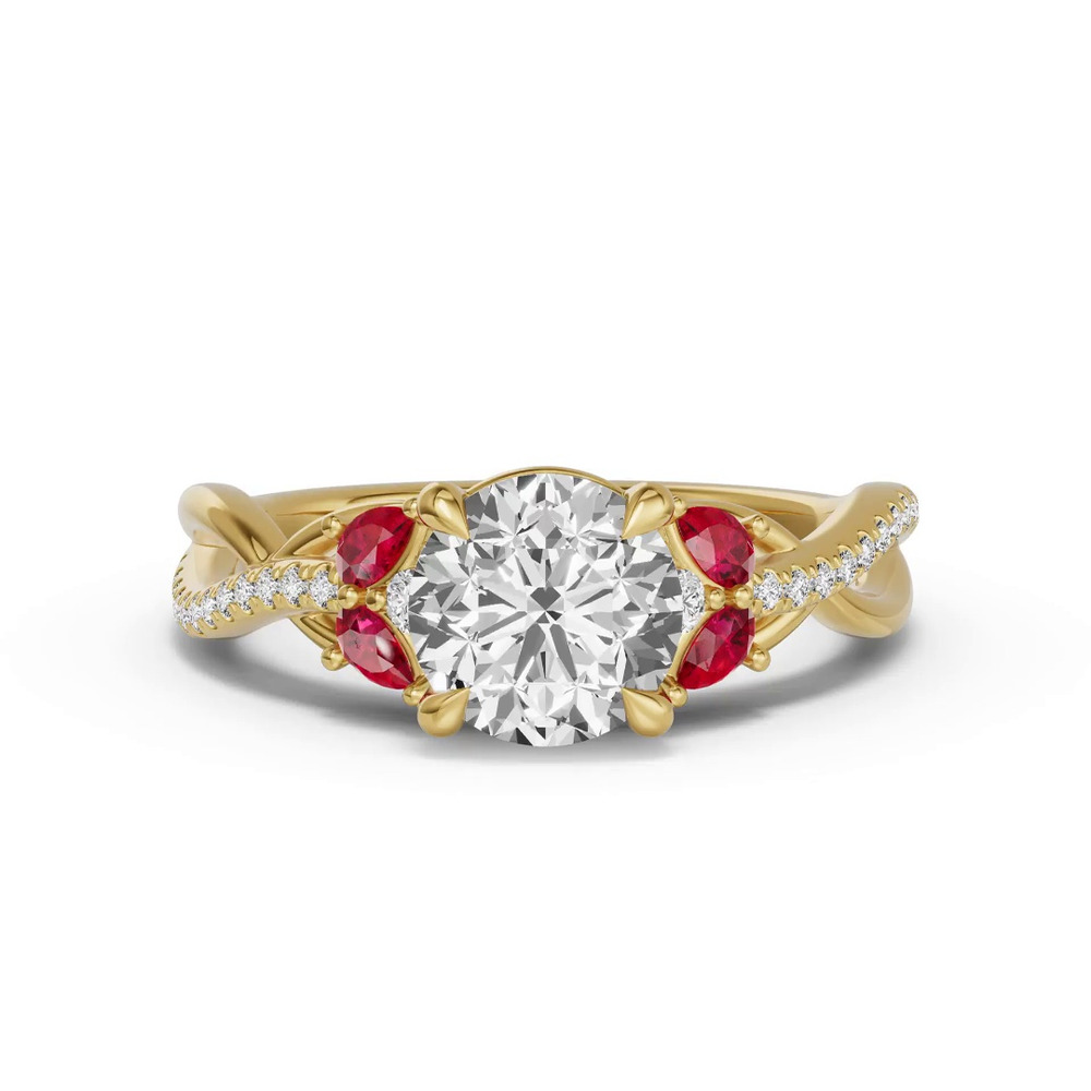360 degree view of Papillon Twist Pavé Ruby Engagement Ring